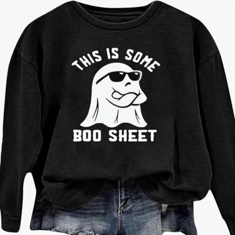 Women’s Black Graphic Sweatshirt - This Is Some Boo Sheet